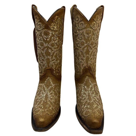 CORRAL Youth Embroidery & Tan Overlay Studs Boots T0135 Size 2.5 - Picture 7 of 11